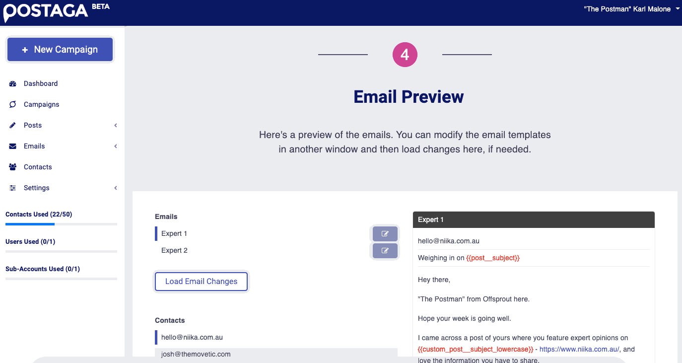 test-email test email in postaga campaign