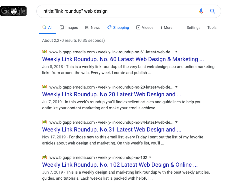 intitle link roundup search