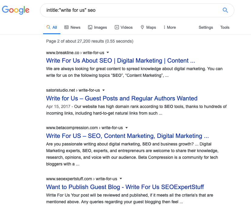 example google search of "write for us" in intitle: followed by a chosen keyword to be able to find guest post submission pages and guidelines to allow guest posts