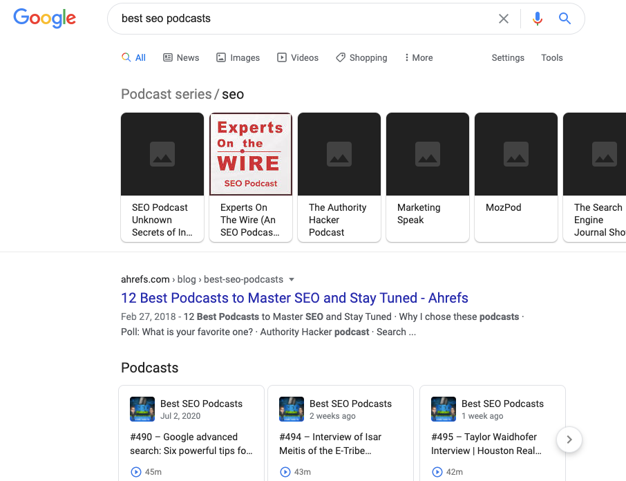 seo podcasts searching for podcasts in Google