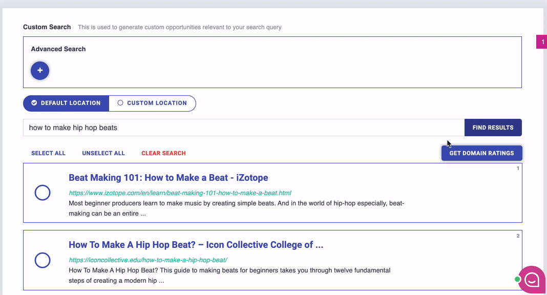You can get domain ratings for websites found in Postaga searches with the Ahrefs integration with Postaga