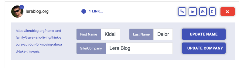 Contact finding in Postaga links section