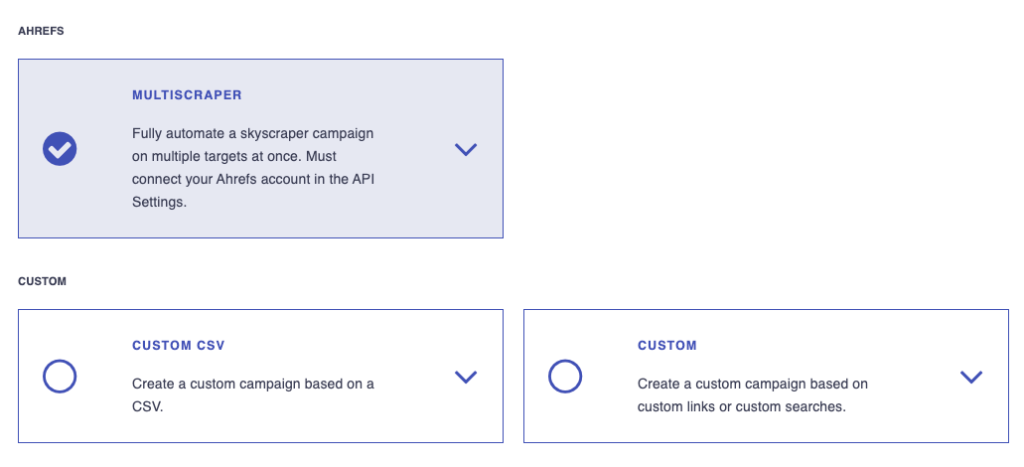 multiscraper campaign type
