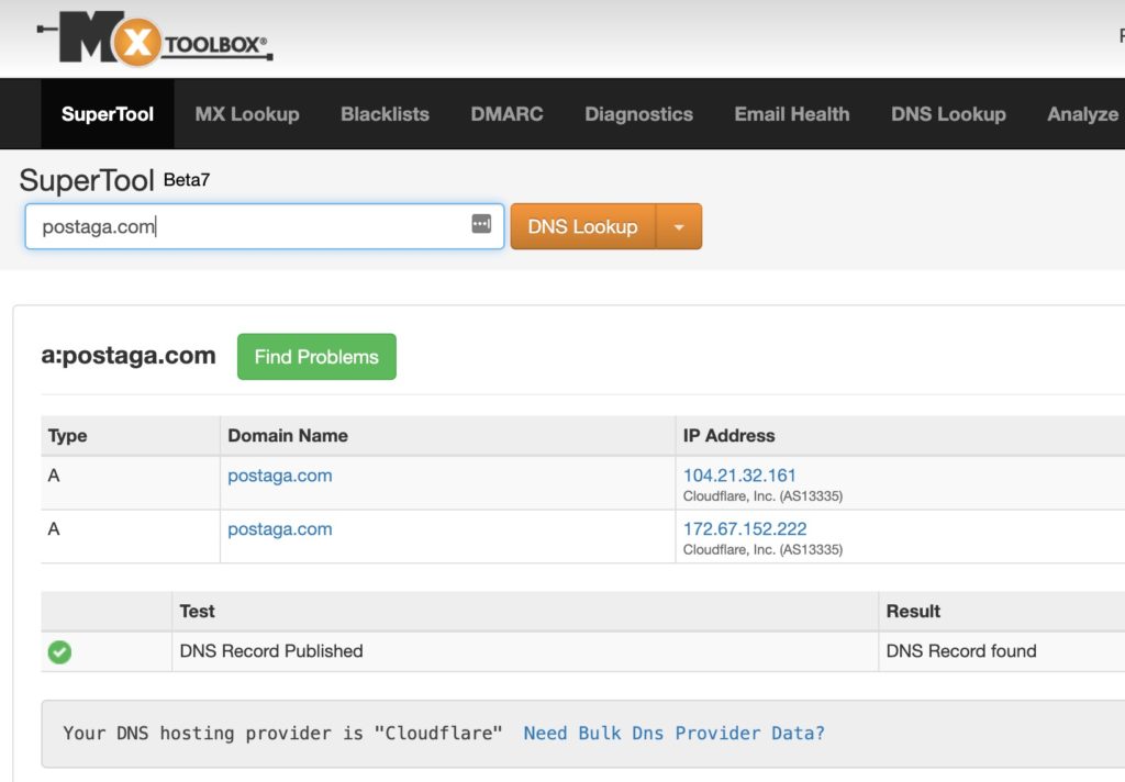 how to find your dns records - using a tool like mxtoolbox