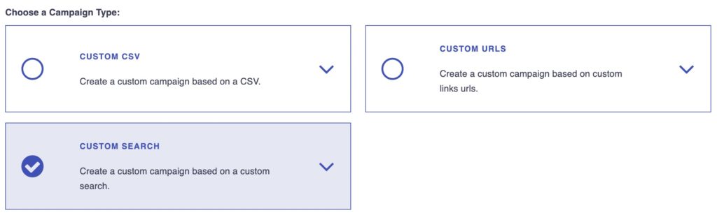 Postaga Campaign Type - Custom Search
