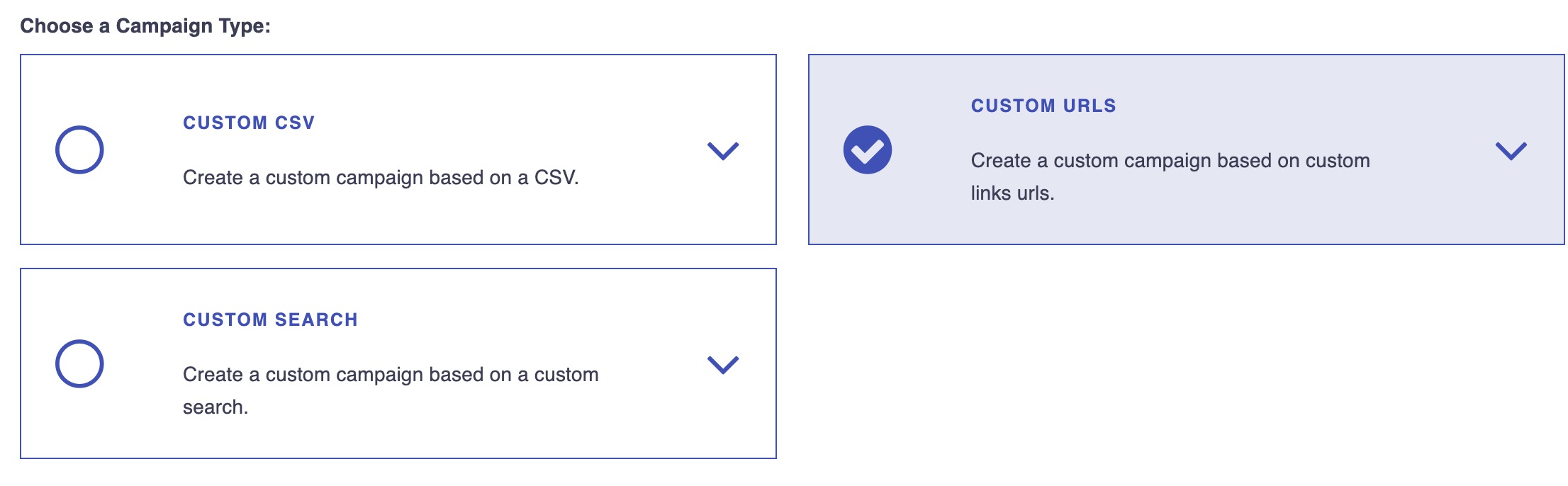 Postaga Campaign Type - Custom URLs