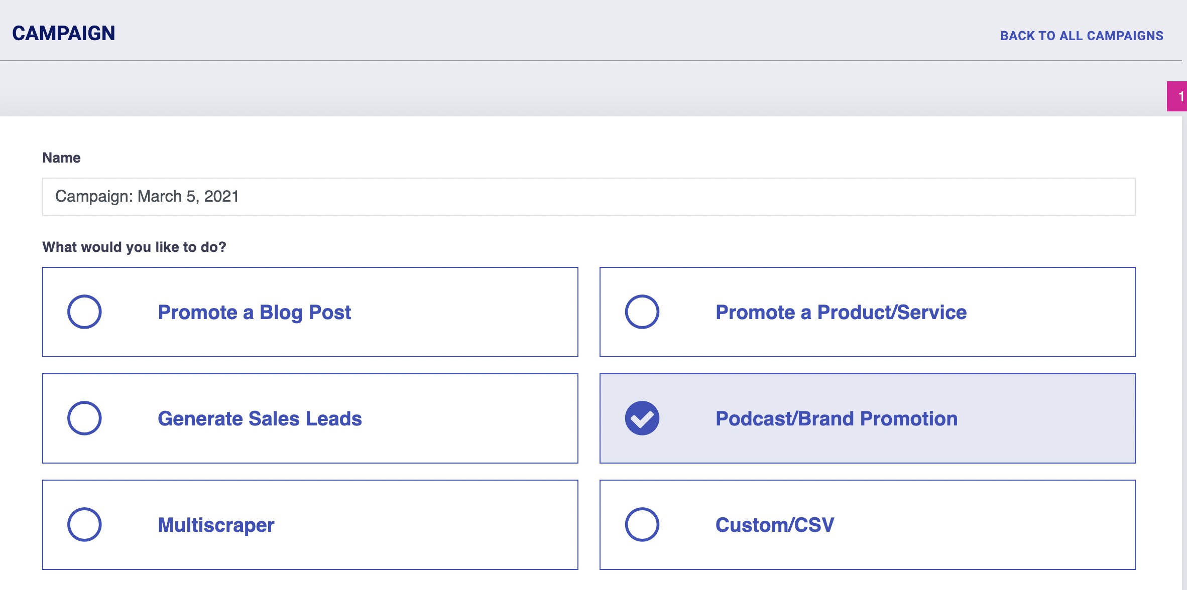 Postaga Campaign Types - Podcast and Brand Promotion