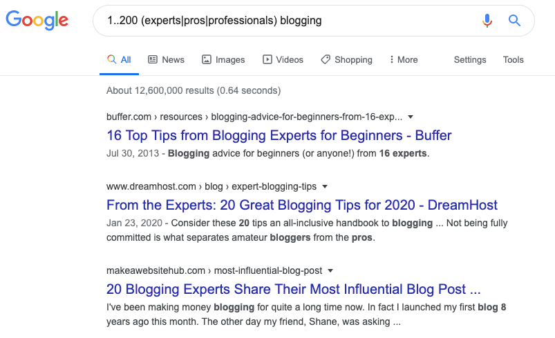 searching for expert roundups