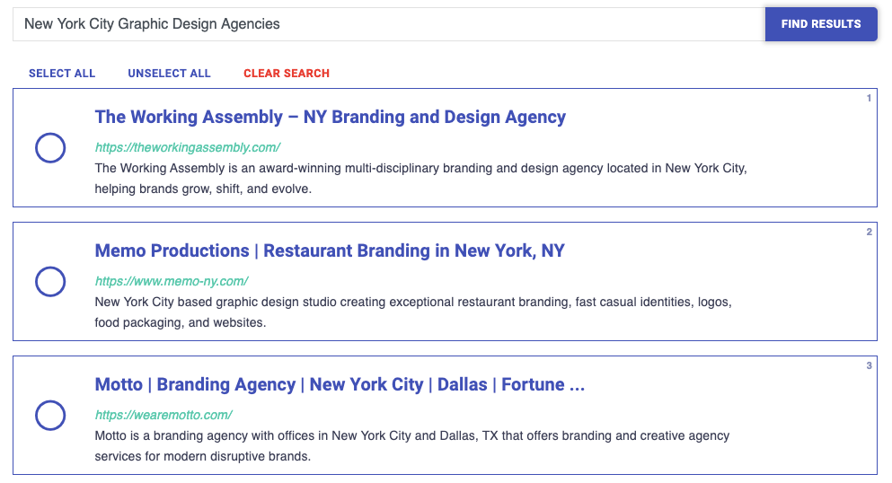 search for graphic design agencies in new york using Postaga