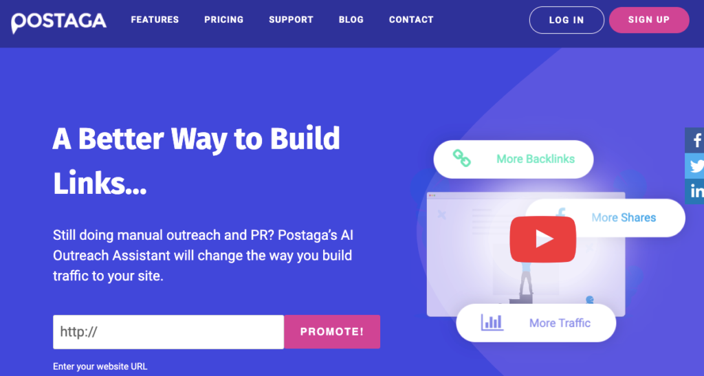 Postaga homepage - all-in-one link building and email outreach tool to help you get more backlinks and traffic
