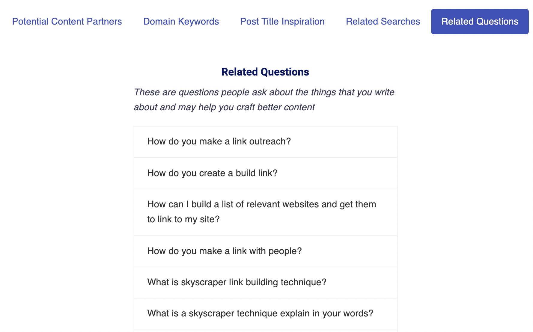 Postaga related questions in the intelligence section of the Postaga Content Hub
