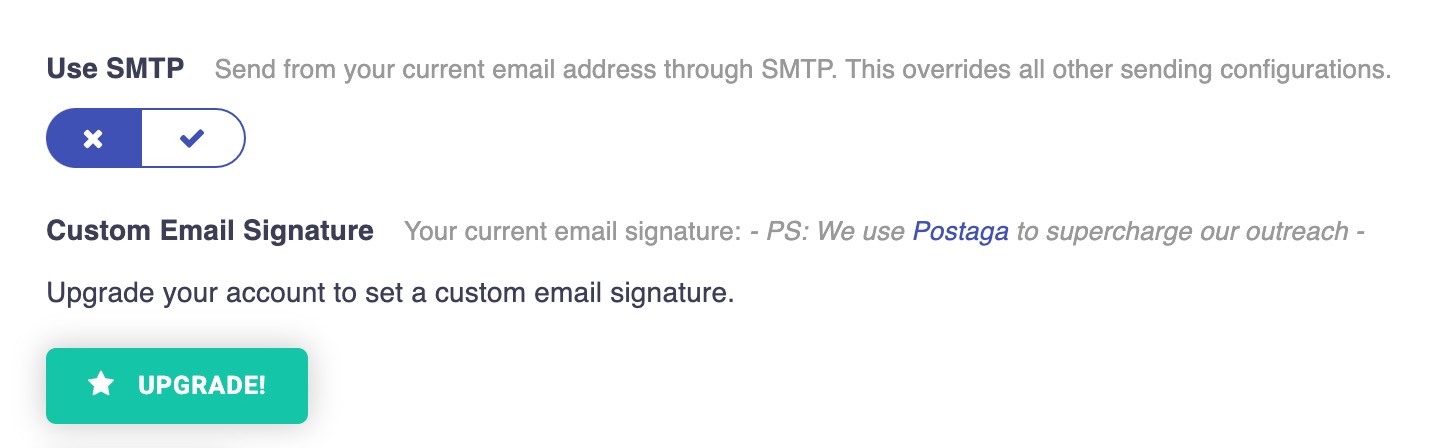 Postaga profile upgrade button