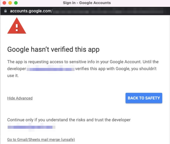 19 google hasnt verified this app