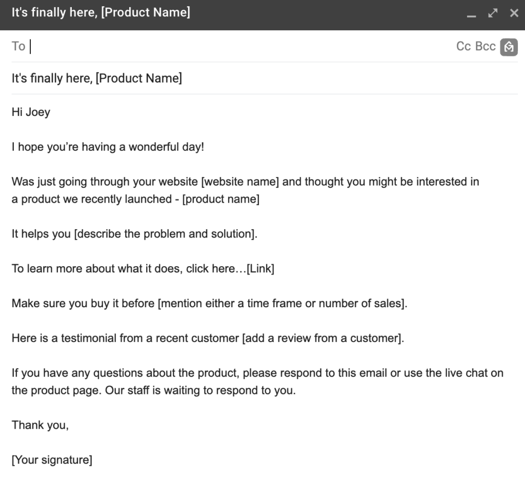 Another best practice when sending outreach emails.