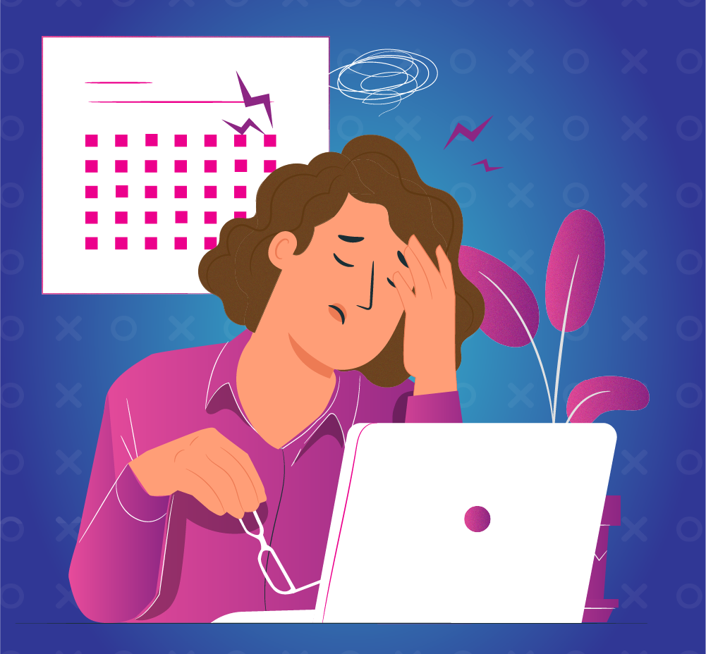 Person stressed with email bounce rate.