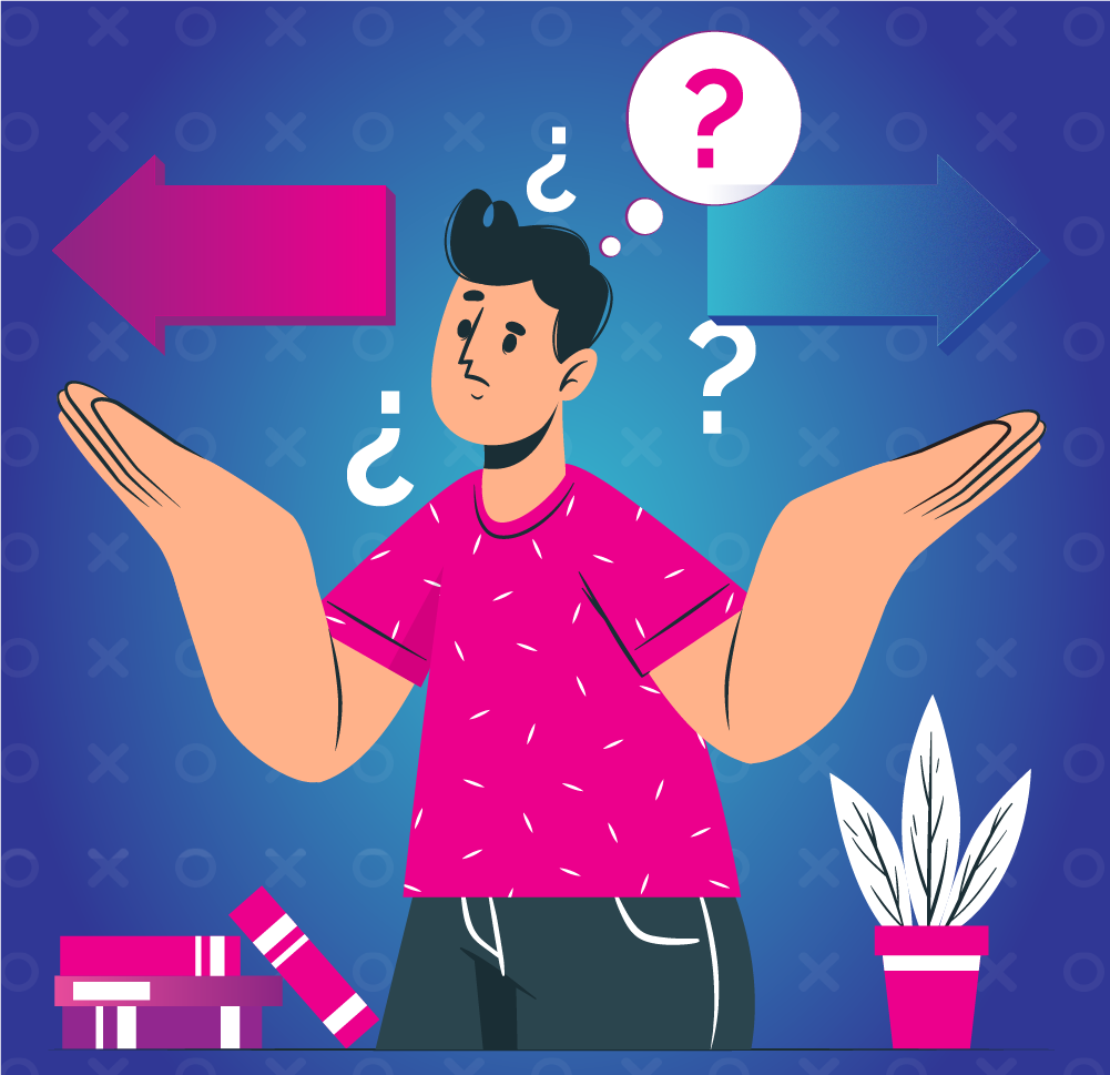 Person confused on deciding the right decision.
