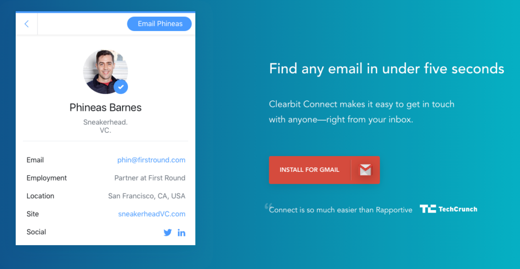 Clearbit Connect.