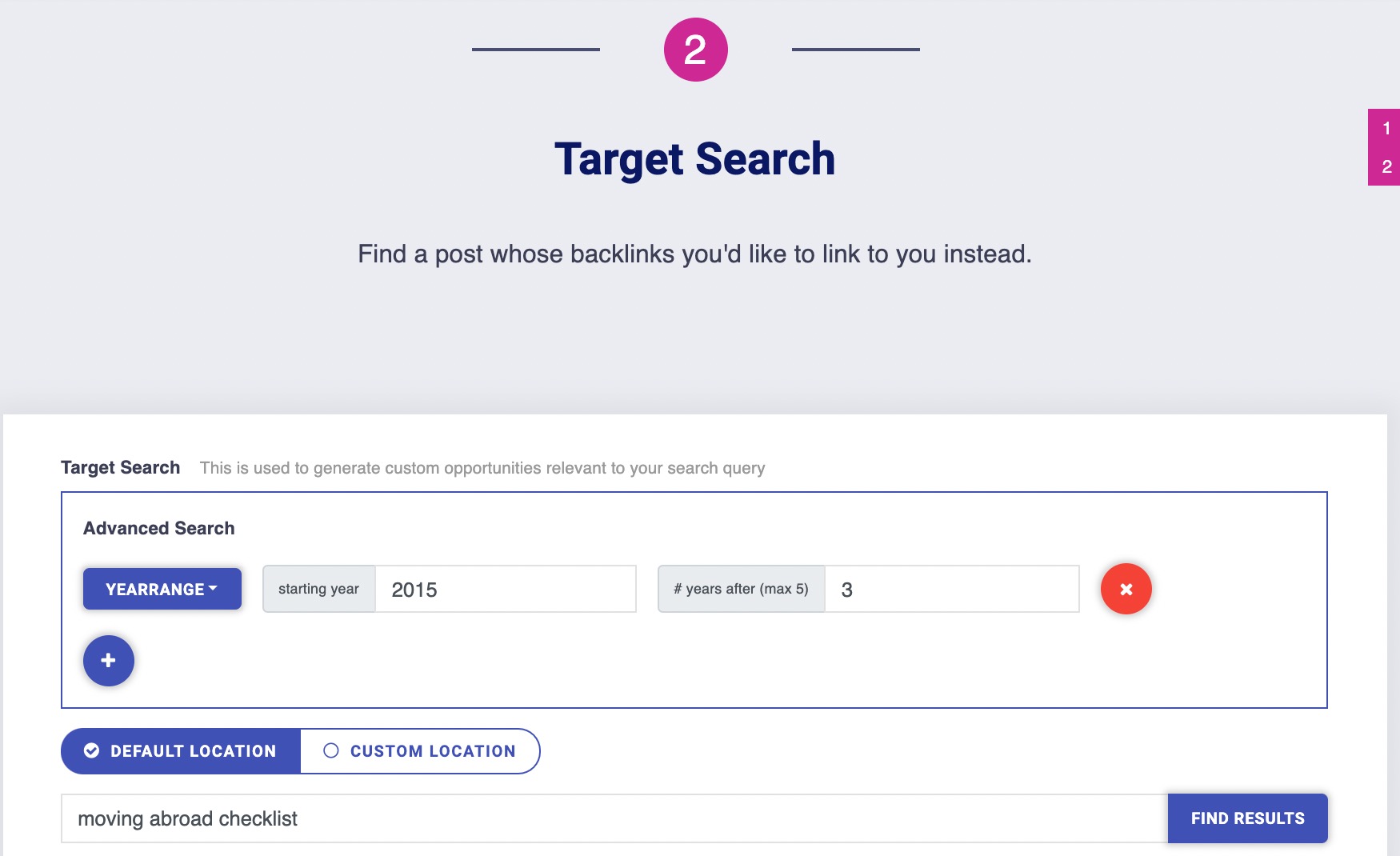 using advanced search operators in Postaga to find particular websites based on parameters like when the article was published, as part of a Multiscraper outreach campaign
