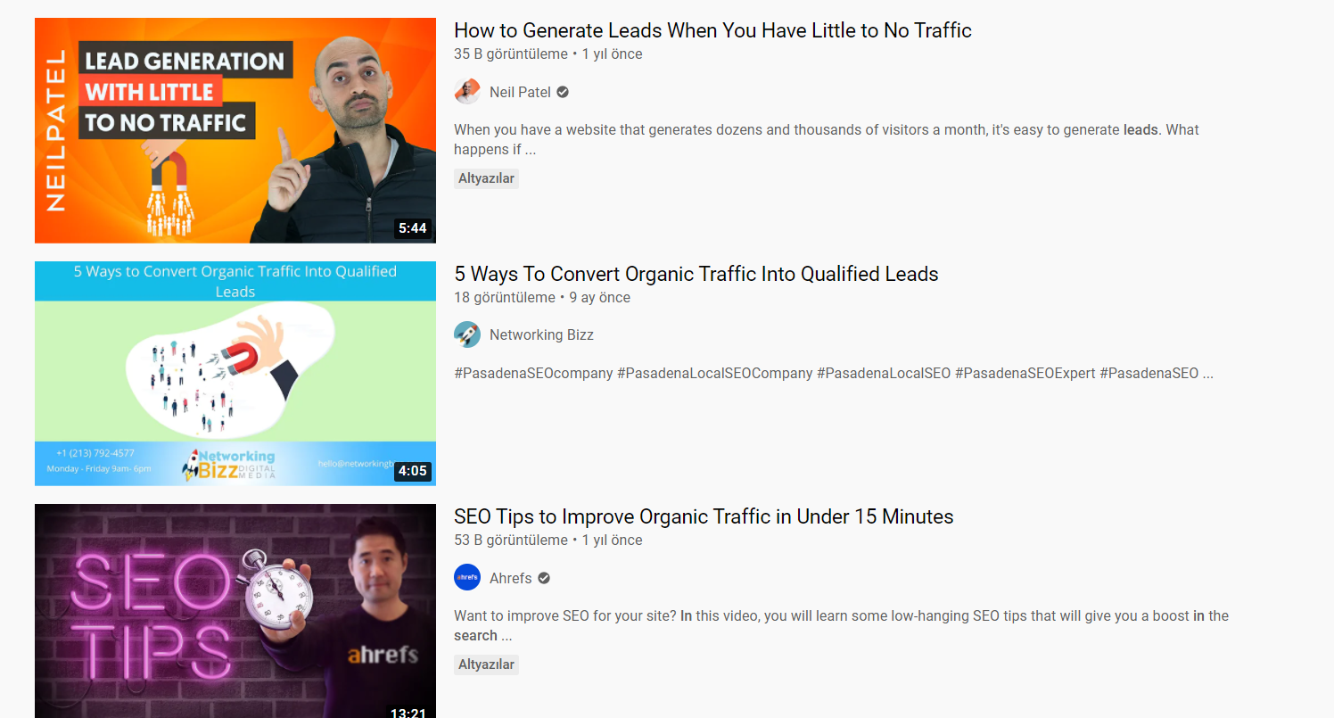 video search results