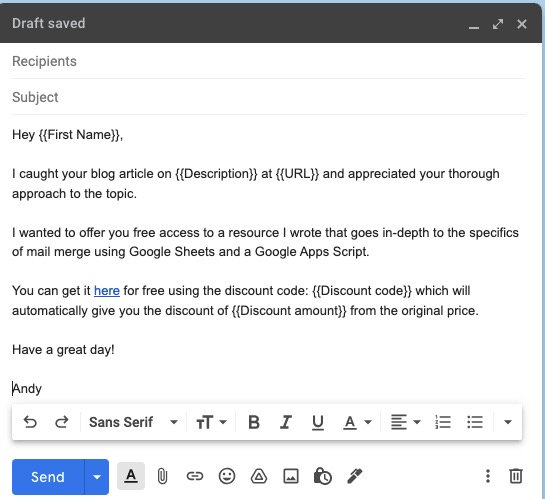 16 email draft mail merge