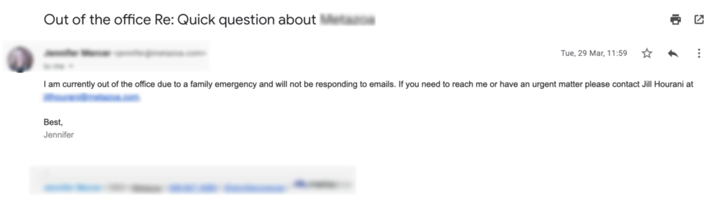 Email outreach reply example.